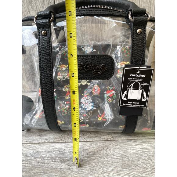 Ed Hardy Tattoo Belt & Clear Satchel Set | Rockabilly Style, Vegan, Size 42 - Picture 9 of 10